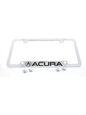 Chrome Plated Metal License Plate Frame Holder with Engraved Logo - 2013 Model